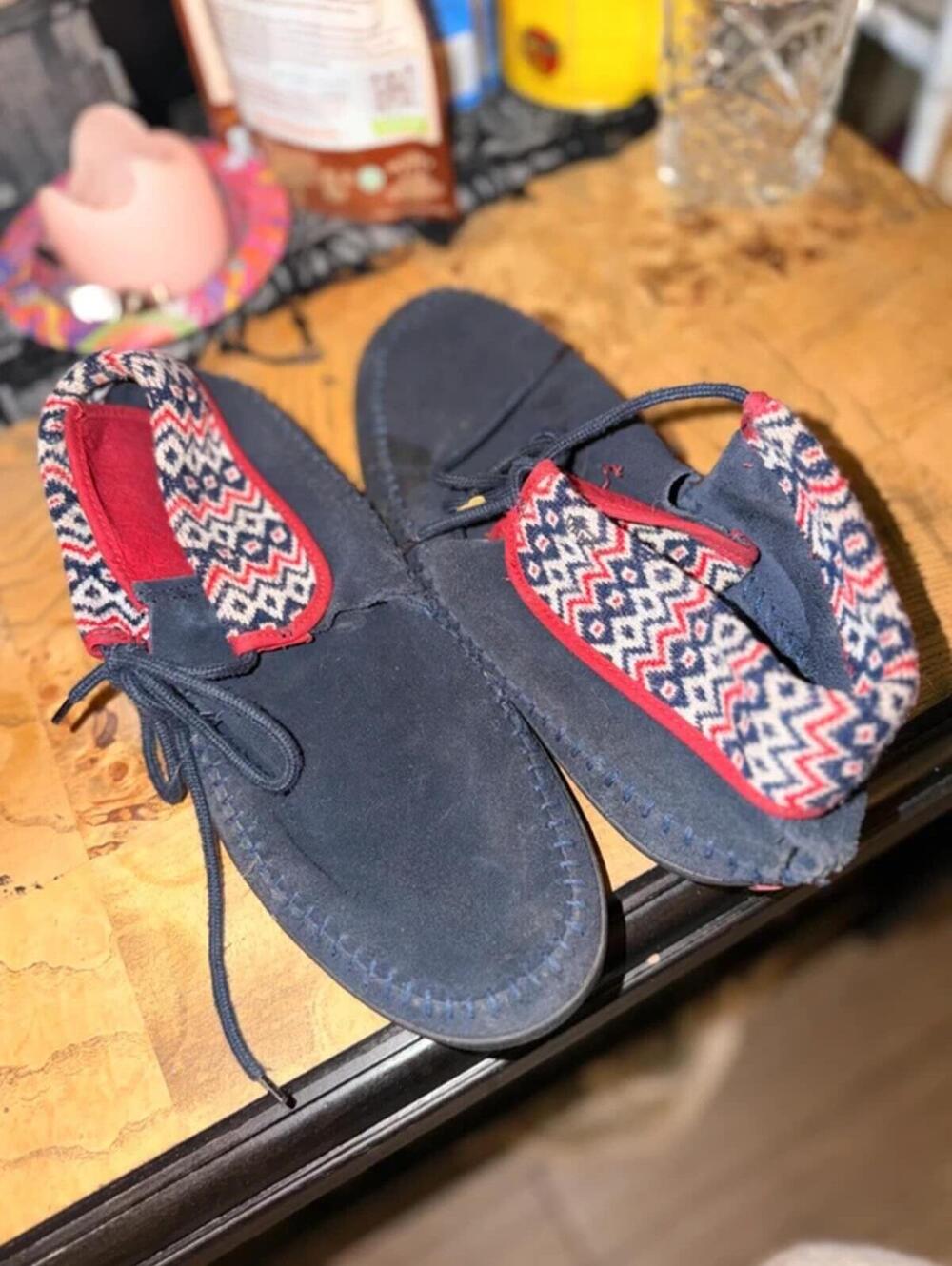 Vans Red White and Blue Moccasin Booties Size 9